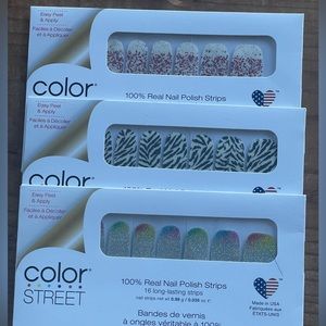 3 sets of 100% real nail polish Color Street strips Brand new.